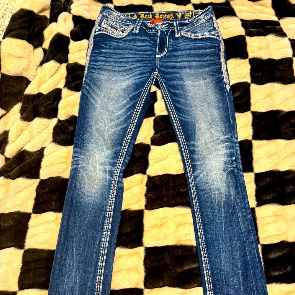 Rock Revival Dark Blue Denim with White Stitching